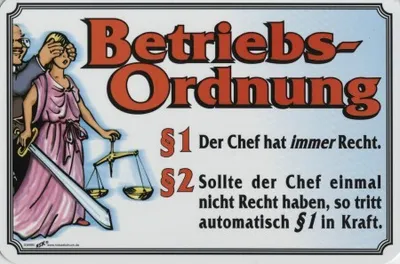 Produktbild von Spaß-Schild - Betriebsordnung ... Der Chef hat Recht ... - 308990 - 30cm x 20cm - Arbeit Chef