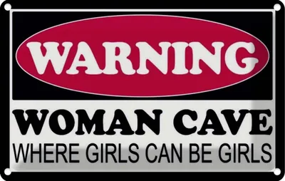 Produktbild von vianmo Blechschild 12x18 cm Warning Woman Cave where girls Warnschild Hinweisschild Sicherheit Vorsicht