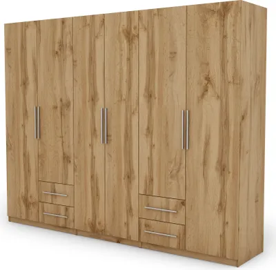 Zdjęcie produktu dla Meblast | Nowoczesna szafa 280x220 cm - Szafa do sypialni z drążkiem na ubrania, szufladami i półkami | Praktyczne meble do sypialni i garderoby
