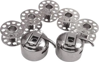 Produktbild von Famanu Nähmaschinen Zubehör Set - 7 Teile mit Metallspulen und Spulenkapseln