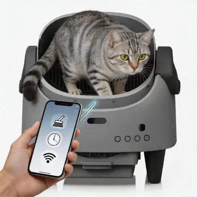 Produktbild von Garvee Selbstreinigende Katzentoilette mit Eingang von Oben, intelligentes offen