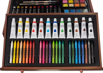 Image de Grand coffret en bois pour les jeunes artistes, comprenant 129 pièces