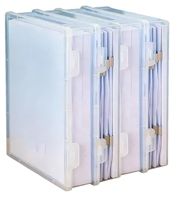 Image de Lot de 4 boîtes de rangement transparentes et empilables avec couvercle