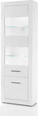 Produktbild von Standvitrine BALVE-61 modern in weiß Hochglanz inkl. Beleuchtung BxHxT: 65x198x35cm