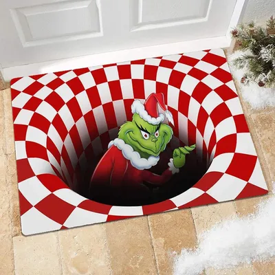 Produktbild von Weihnachtsfu?matte, rutschfeste, dekorative Festtagsmatte, Samtmatte mit 3D-Effekt, rot, 60 x 90 cm
