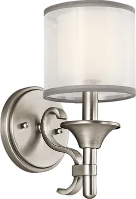 Obrázek produktu pro Nástěnné svítidlo, lněné sklo, ocel, cín, V 27,3 cm