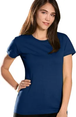 Produktbild von Sommer-T-Shirt für Frauen, 100% Baumwolle, unbedruckt, einfarbig, 145g/m2, Farbe Mitternachtsblau, Größe S