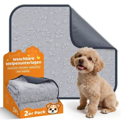 Immagine prodotto di Tappetino per cuccioli, lavabile, grigio, 92x80 cm - set da 2