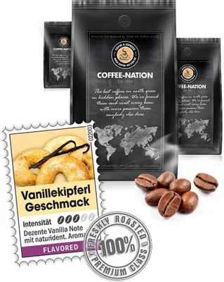 Produktbild von Kaffee VANILLEKIPFERL aromatisiert von Coffee-Nation, 500g Bohnen