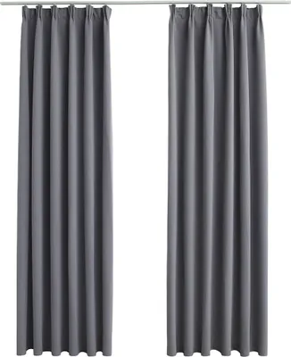 Produktbild von vidaXL Verdunkelungsvorhänge mit Haken 2 Stk. Grau 140x175cm