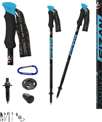 Produktbild von Fizan Compact 3- leichter 3-teiliger Trekkingstock 158 gr Blau Paar leichtester Alu Wanderstock der Welt