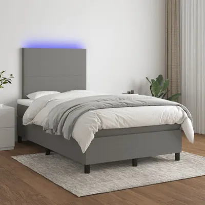 Produktbild von The Living Store Boxspringbett mit Matratze & LED Dunkelgrau 120x200 cm Stoff