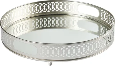 Image de Plateau miroir Plateau de service Plateau déco Rond Nikita Argent