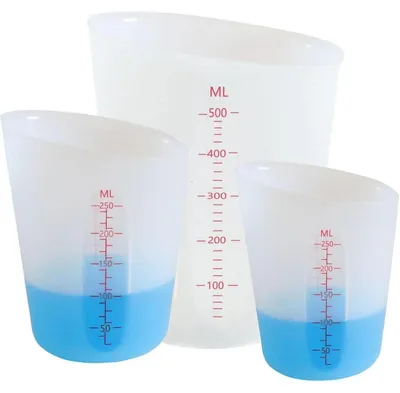Produktbild von Silikon Messbecher Set 500ml & 250ml Epoxidharz Mischbecher mit Skala 3 Stück