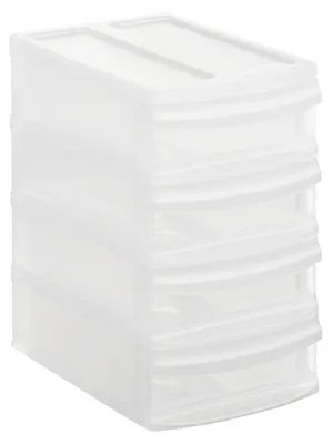 Produktbild von Rotho Schubladenbox Tower XS SYSTEMIX mit 4 Schubladen je 0.8 L - Aufbewahrungsbox 19,6 x 14,1 x 23,3cm - Organizer aus Kunststoff - stapelbar und erweiterbar