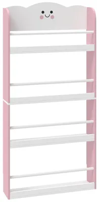 Obrázek produktu pro Nástěnná dětská knihovna, 4 úrovně, růžová/bílá