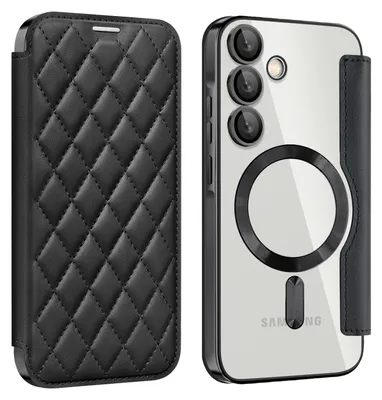 Produktbild von Für Samsung Galaxy A55 360 Grad Full Body Magsafe RFID Anti Datenklau Kunst Leder Hülle Tasche Smart Cover