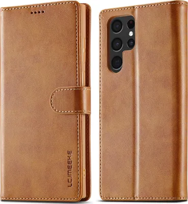 Obrázek produktu pro Pouzdro pro Samsung Galaxy S25 Ultra kožené flipové pouzdro s magnetickým uzávěrem a stojánkem, ochranné pouzdro Žluť