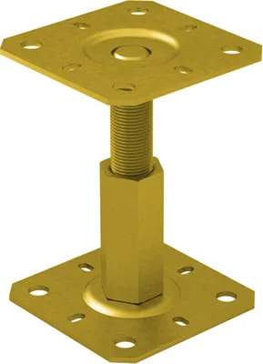 Produktbild von GRUNDLINE Stützenfuß Pfostenträger höhenverstelbar Gewinde galvanisiert gelb - PR 130x130x100