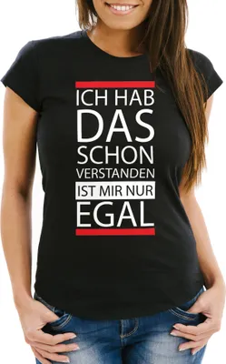 Produktbild von Damen T-Shirt Ich hab das schon verstanden Slim Fit Moonworks® schwarz L