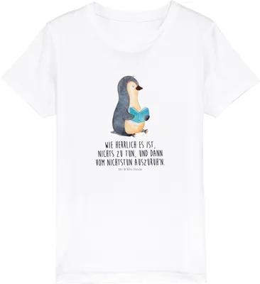 Produktbild von Mr. & Mrs. Panda Teenager T-Shirt Pinguin Buch 3-4 Jahre (98/104) - Weiß - Geschenk, Lesen, Kindershirt, Kleinkinder, Urlaub, Pause, Pinguine, Jungen, Baumwoll Kinder
