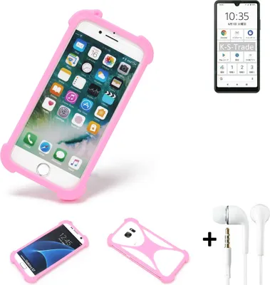 Produktbild von K-S-Trade Bumper + Kopfhörer kompatibel mit Sony Xperia Ace II Handy Hülle Schutzhülle Silikon Schutz Hülle Cover Case Silikoncase Silikonbumper
