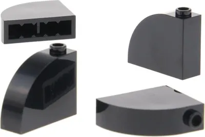 Produktbild von 4x Lego Schrägstein gebogen 3x1x2 2/3 schwarz gewölbt Rund Stein 4582251 33243
