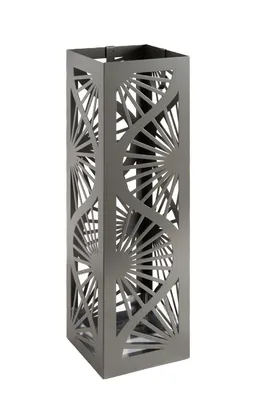 Produktbild von NEUSTEIN Schirmständer mit modernem Design aus Metall für Heim und Büro, Design-Ständer, 2 Haken, 2x Wasserauffangschale, 15,5x15,5x49cm, grau