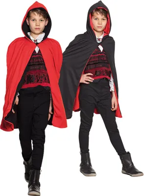 Produktbild von Kapmantel Twilight Zwart-Rood Omkeerbaar Kind (115cm)