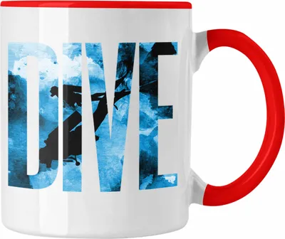 Produktbild von Trendation - Tauchen Tasse Geschenk DIVE Taucher Geschenkidee Tauchlehrer (Rot)