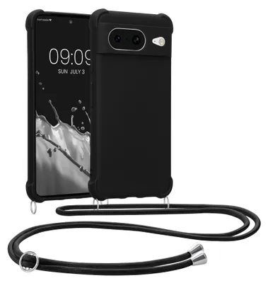Produktbild von kwmobile Necklace Case kompatibel mit Google Pixel 8 Hülle - Cover mit Kordel zum Umhängen - Silikon Schutzhülle Schwarz