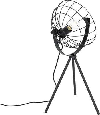 Produktbild von QAZQA - Industrie I Vintage I Industrie I Vintage I Stativ-Tischlampe schwarz verstellbar - Hanze I Wohnzimmer I Schlafzimmer - Stahl Rund - LED geeignet E27
