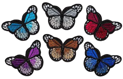 6 x Schmetterling Aufbügler, Applikation, 48x70mm, Farbmix Variantenwahl