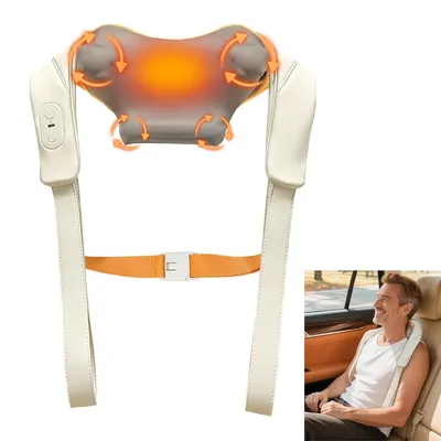 Produktbild von Akupressur-Nackenmassagegerät mit Wärmefunktion, Massage der Trapezmuskulatur und der Halswirbelsäule, drei Modi und Tiefengewebsmassagefunktion.