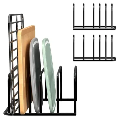 Produktbild von 2 Stück Halter für Schneidebretter, Tellerhalter für Schubladen mit 5 Schlitzen, Küchenorganizer für Schneidebretter, Backbleche und Tabletts