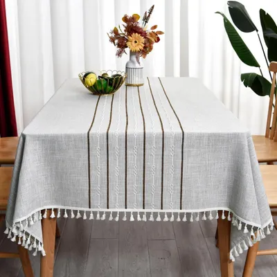 Produktbild von Leinentischdecke abwaschbar 135x300cm Khaki Baumwollmischung rechteckig