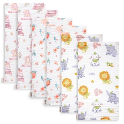 Image de Lot de 6 bavoirs pour bébé en 100% coton