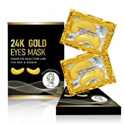 Produktbild von 24K Gold Augenpads 20 Paare mit Kollagen & Hyaluronsäure, Anti-Aging Hydrogel Pads gegen Augenringe, Schwellungen und feine Linien, vegane Augenpflege