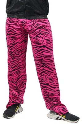 Produktbild von 80er Jahre Herren Jogginghose im Zebra Look für Jungen Kostüm - schwarz pink - Größe S bis XXXL, Größe:XXL/XXXL