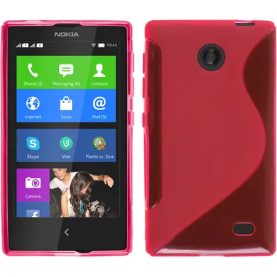Produktbild von PhoneNatic Case kompatibel mit  Nokia X / X+ - pink Silikon Hülle S-Style + 2 Schutzfolien