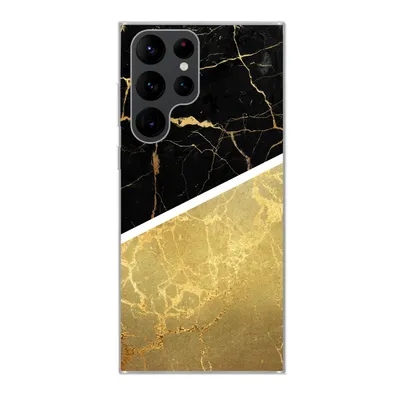 Produktbild von MuchoWow® Handyhülle Schutzhülle Hülle für Samsung Galaxy S22 Ultra Marmor - Schwarz - Gold Silikon Softcase Handy Hülle - Abbildung