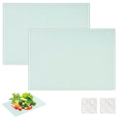 Obrázok produktu pre Omgoods – Súprava 2 krájacích dosiek z tvrdeného skla, 28 x 20 cm