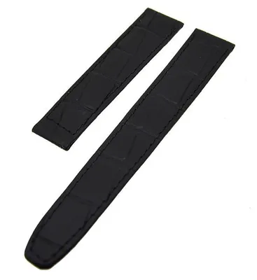 Produktbild von Uhrenarmband Kalbslederband schwarz Ton in Ton 16mm ohne Schließe NEU