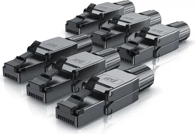 Produktbild von Primewire 6x Netzwerkstecker RJ-45 (Ethernet) zu Netzwerkkabel, Werkzeuglos RJ45 CAT 8, Gigabit Ethernet LAN Kabel, 40 Gbit/s, schwarz