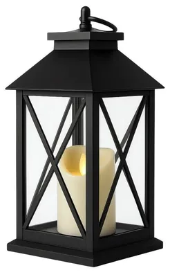 Image de eCa LAMP56WZ1 Lanterne décorative LED avec bougie 30 cm, noir