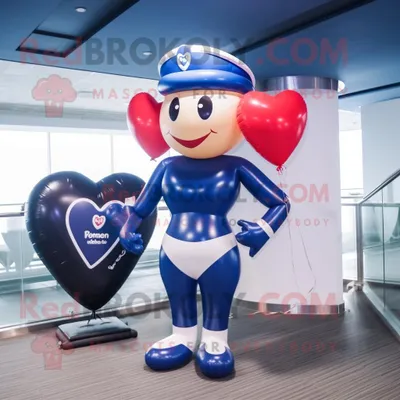 Imagen del producto de Personaje REDBROKOLY de traje de mascota de globos en forma de corazón azul marino vestido con un bikini y maletines