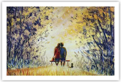 Produktbild von Poster - Poster ohne Rahmen - Liebhaber auf Bank - 91,5x61 cm - Wand Bild - Wanddeko - Wandbilder - Kunstposter - Wandposter - Bilder - Kunstdruck - Wanddekoration - Wandbild - P2XAA91x61-4578