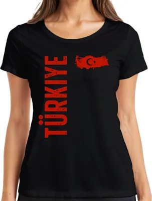 Produktbild von Türkiye Türkei Fan türkische Flagge Fußball WM 2026 EM 2028 Damen T-Shirt, Schwarz, XXL
