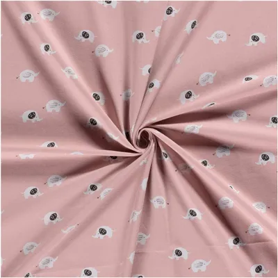 Motiv-Jersey Kindermotiv Kleiner Elefant ab 0,5x1,5m Baumwoll-Stoff rosa