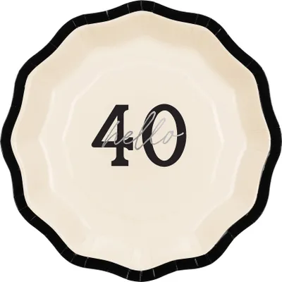 Produktbild von Pappteller „Hello 40“, Mix, 18 cm (1 Packung / 6 Stk.)